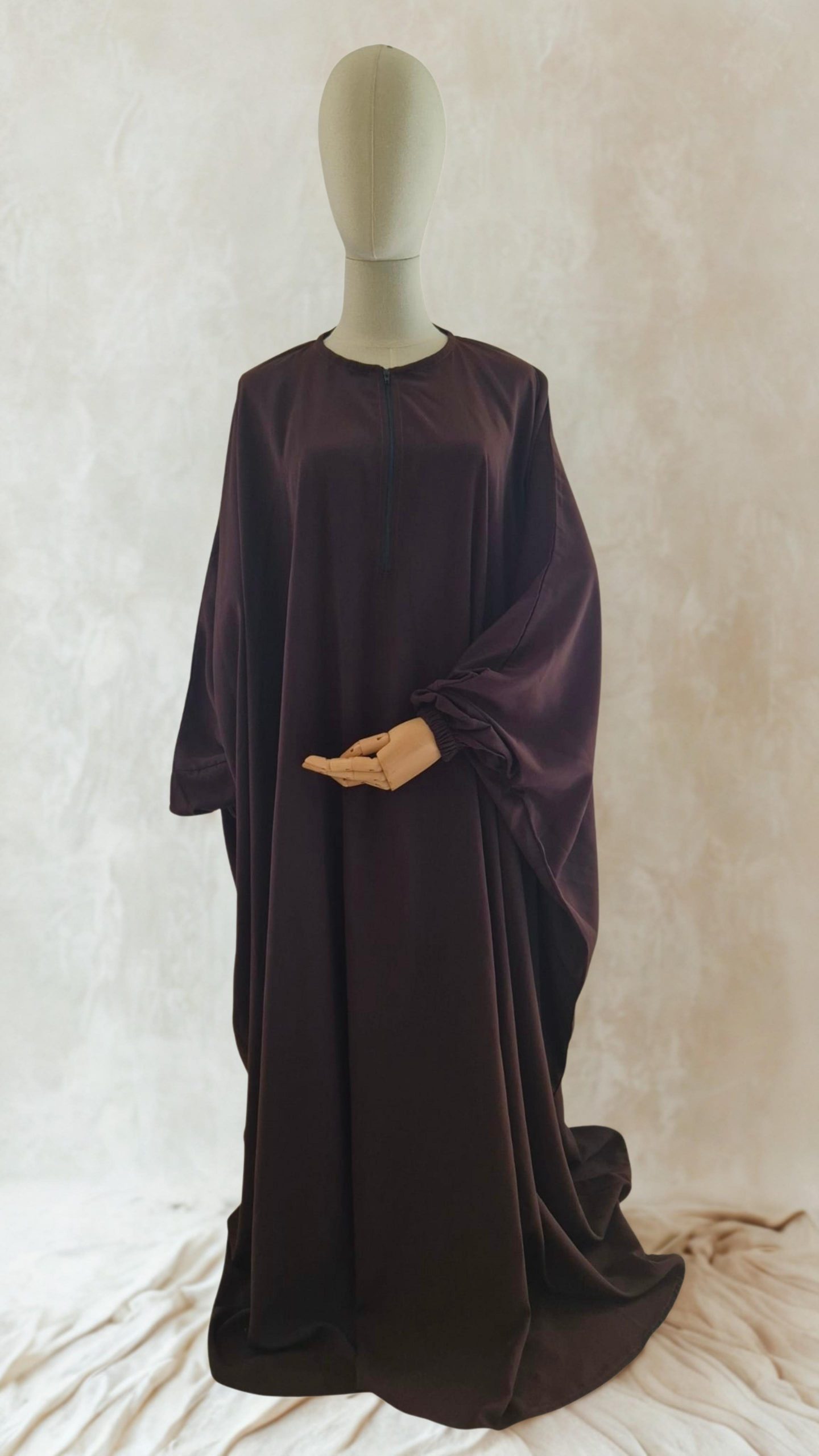 Abaya aicha a zip pour allaitement marron