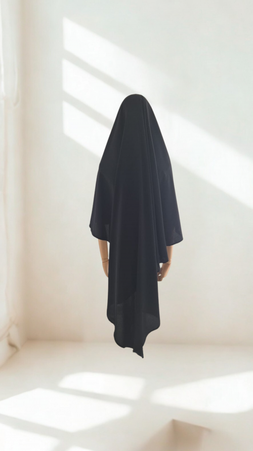 Khimar 1 Voile Noir – Image 3