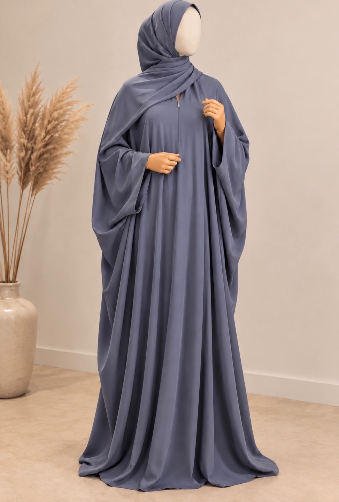 Abaya ample- Gris bleu